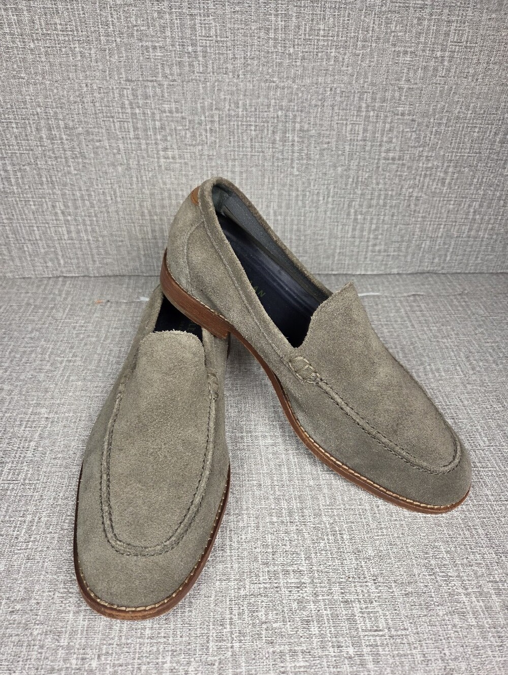 Cole Haan Feathercraft Suede Grand Venetian Loafers Mens 10 Gray Brown Shoes